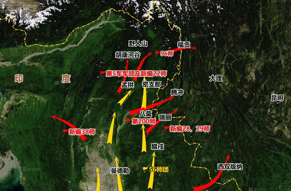 杜聿明计划率领第5军军部及新编22师从孟拱穿越胡康河谷及野人山归国