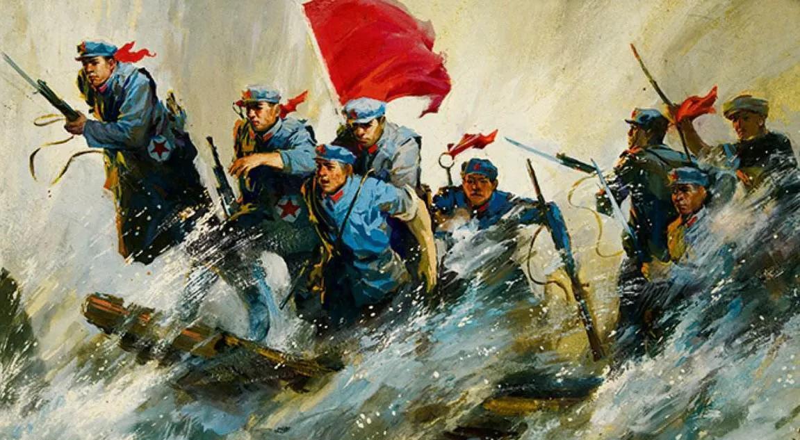 红军战士过河油画"飞夺泸定桥"的意义"飞夺泸定桥"具有非凡的意义