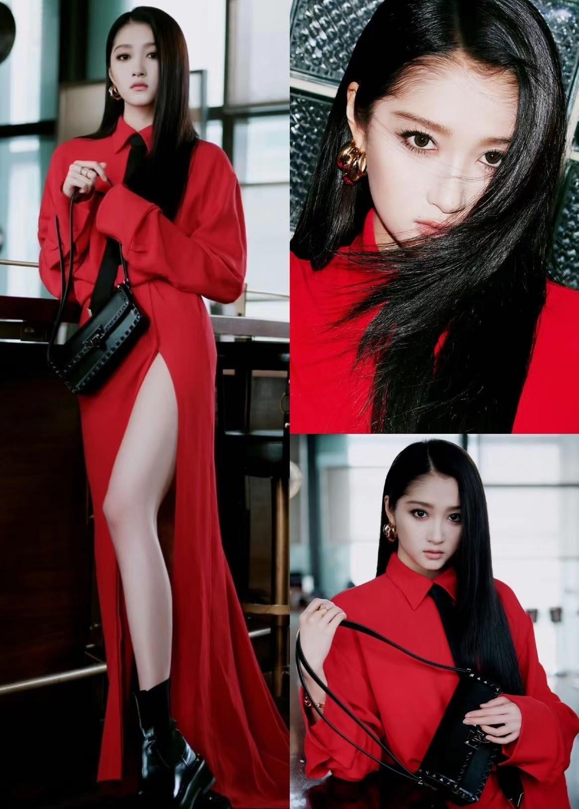 穿裙子露出大腿出席活动,女子比关晓彤腿还好看_时尚_连衣裙_廓形