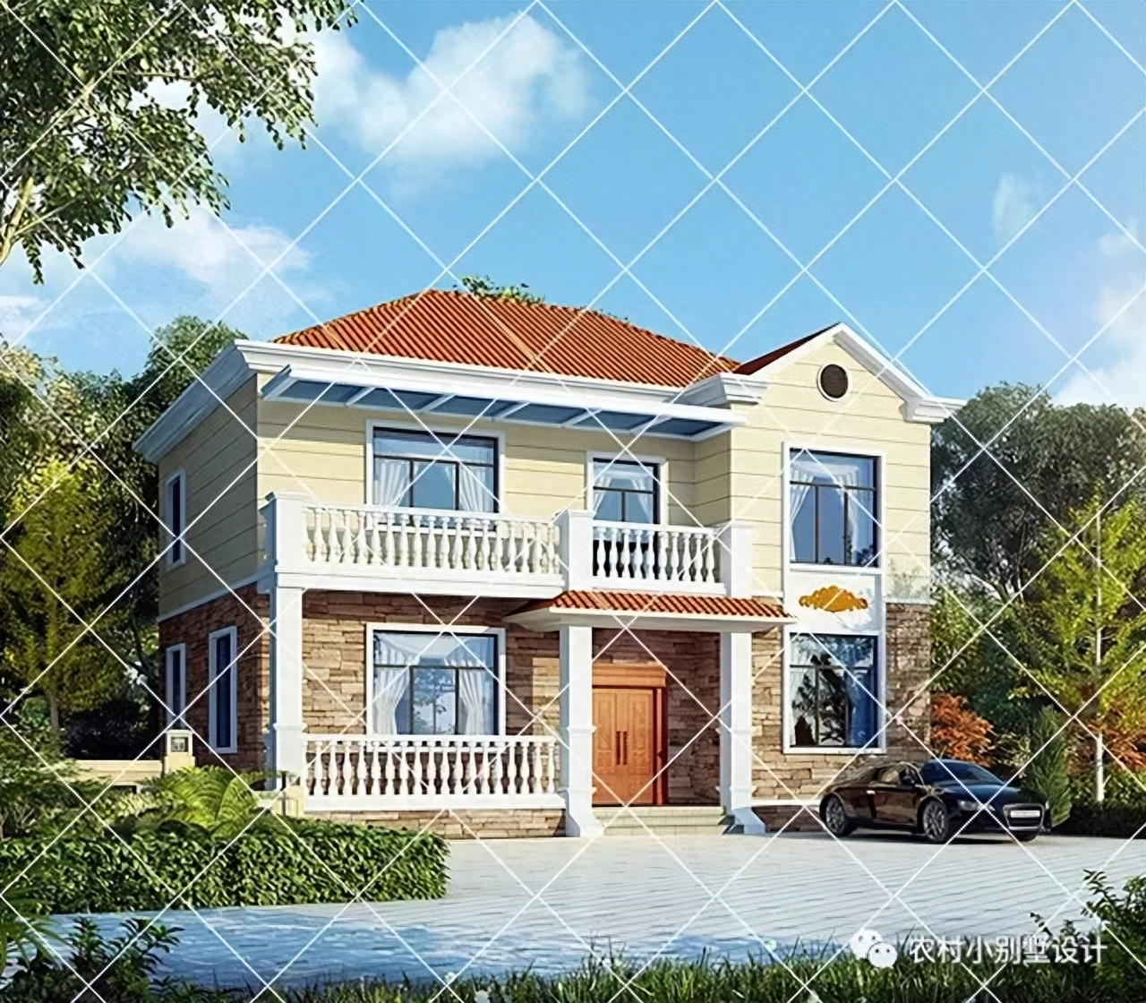 26款简欧二层别墅,11x11米,漂亮时尚,布局舒适实用,造价还不高_农村