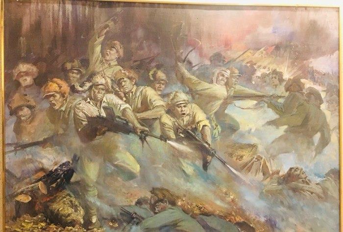 黑山阻击战纪念馆中的绘画梁兴初明白28师经过两天的战斗已经没有任何