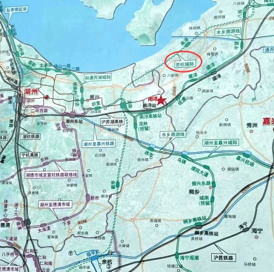 苏杭城际铁路初步规划线路起自水乡旅游线吴江站,经南浔,德清新市接入