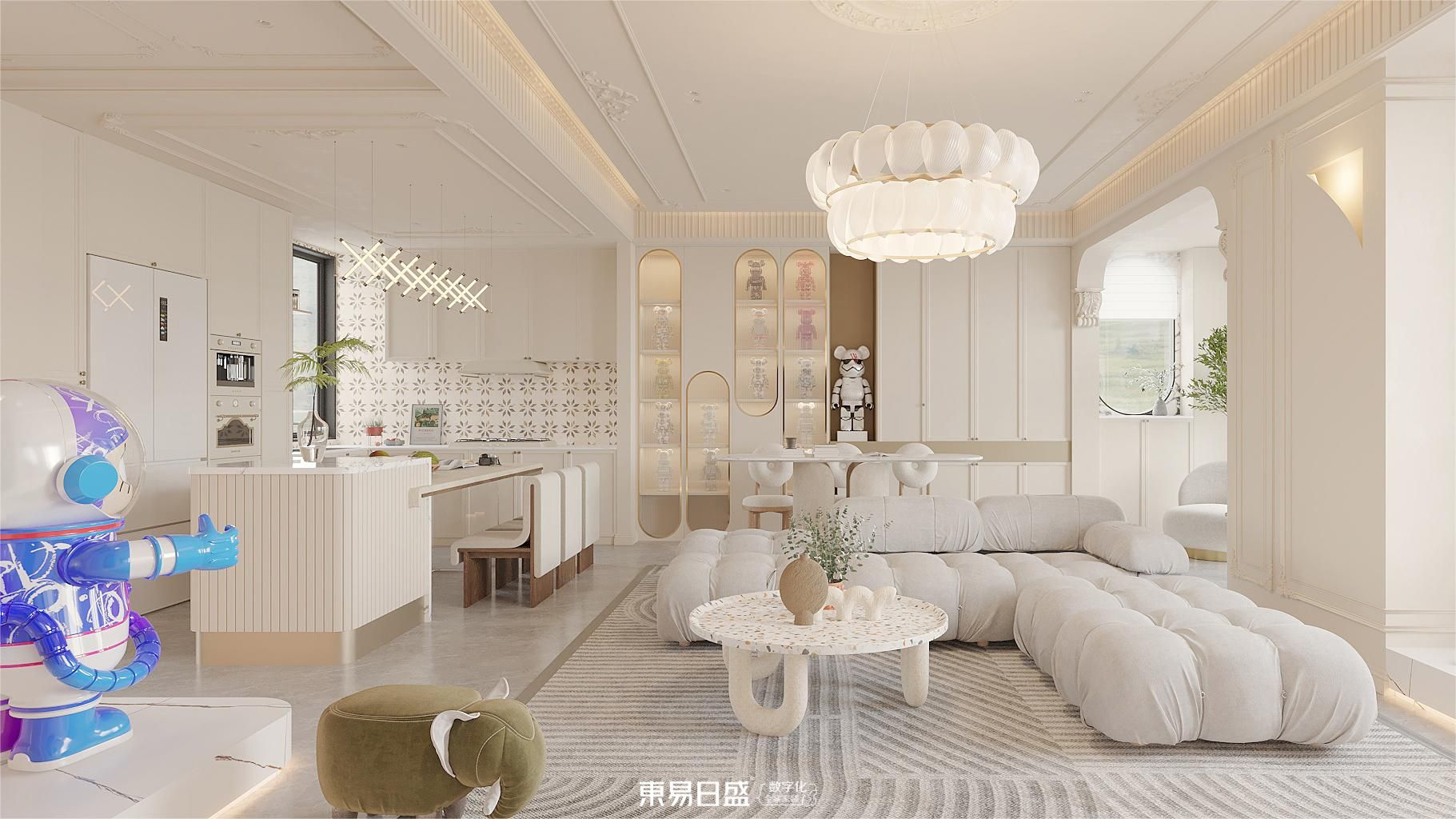 100㎡-180㎡08法式风装修案例·客餐厅效果图/3张·局部效果图/2张