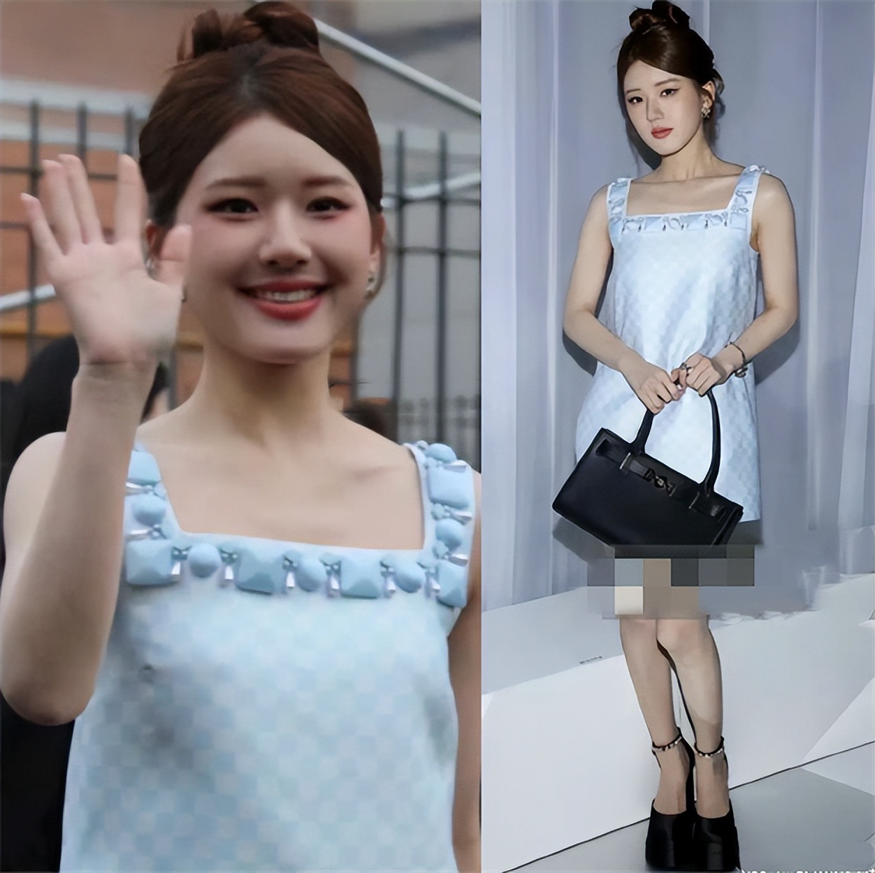 赵露思现身米兰时装周,穿肚兜,脚踩驴蹄子鞋,生图下身材五五开_爸爸