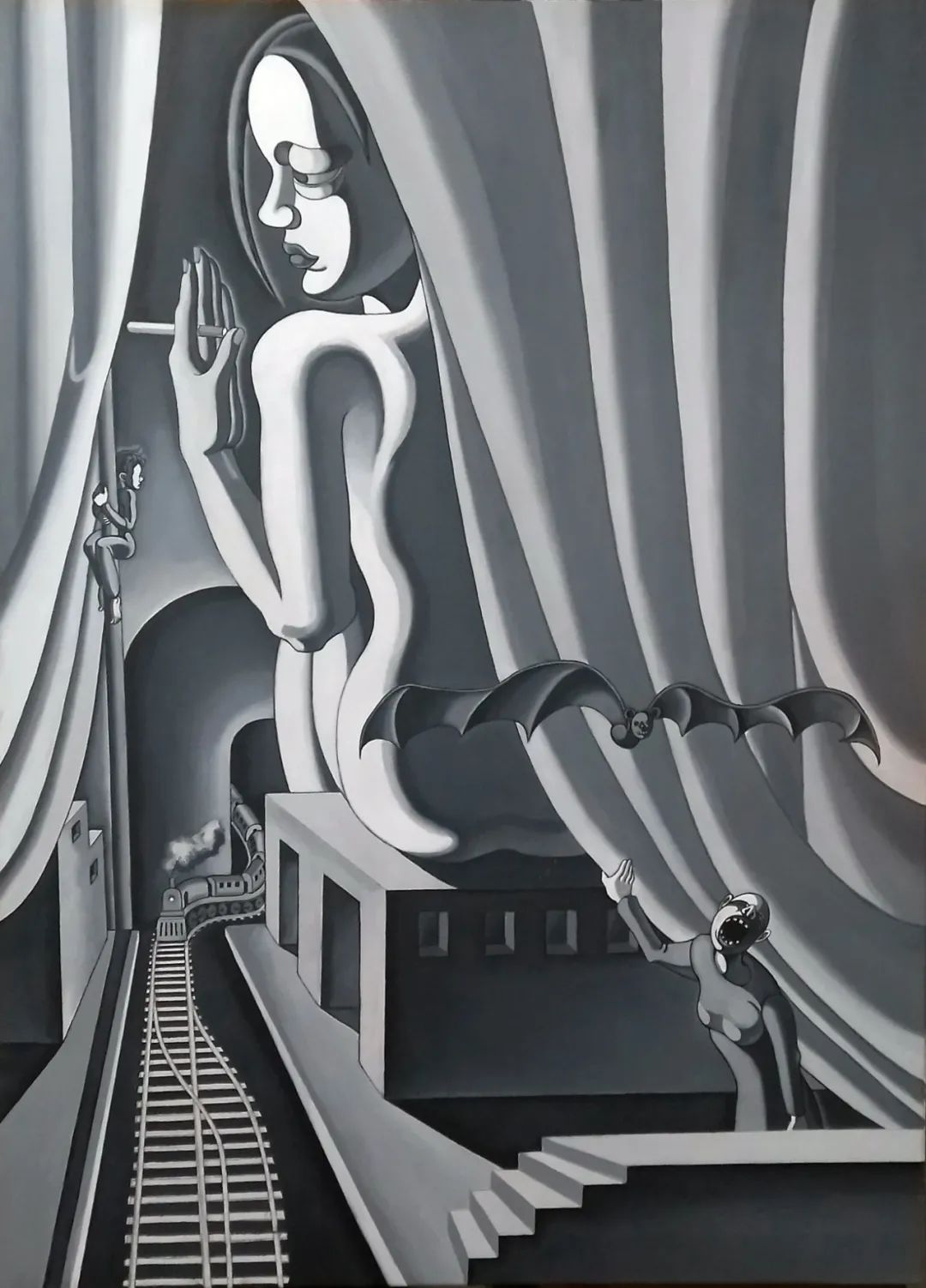 《夜行者》/70×100cm/现代素描/2017年《西北轨》/70×100cm/现代