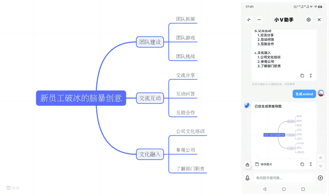 根据我们要写的文字材料,蓝心小v可以帮助我们梳理出一条清晰的思维导