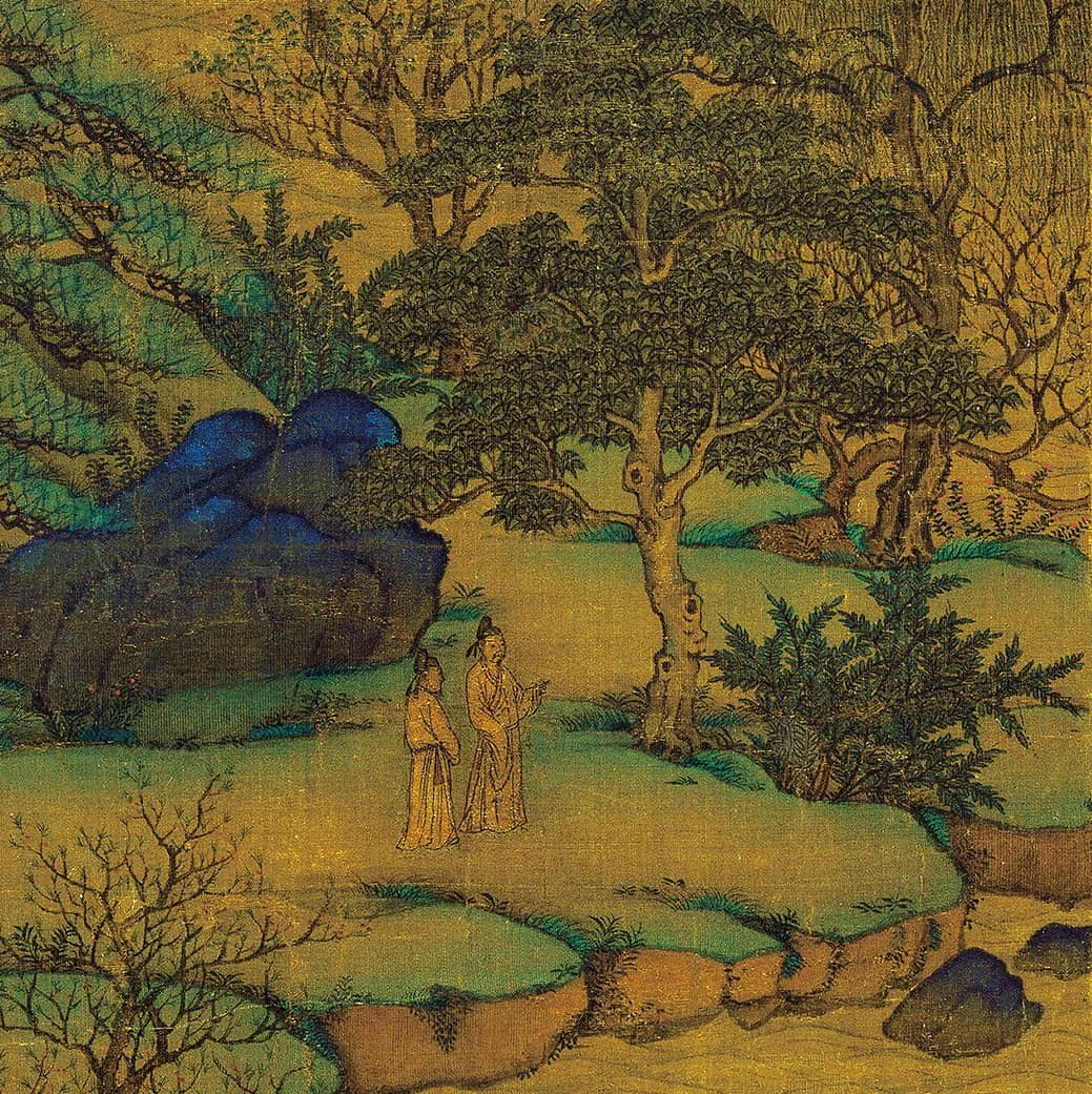 《江帆楼阁图》,唐画佳作,传经久远,深透绢背_山水画_发展_游春图