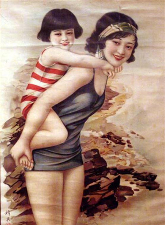 年画大师金梅生作品,当年在民国老海报上画的旗袍美女,美轮美奂_东方