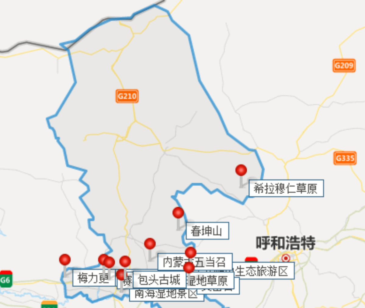 景区,内蒙古五当召,春坤山,美岱召,赛汗塔拉城中湿地草原,梅力更等
