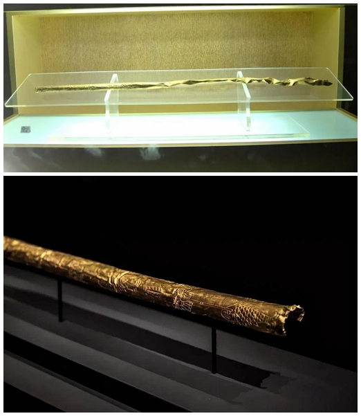 金杖:世界文化联系:反映了古蜀文化与其他文明的可能联系,可能与贸易