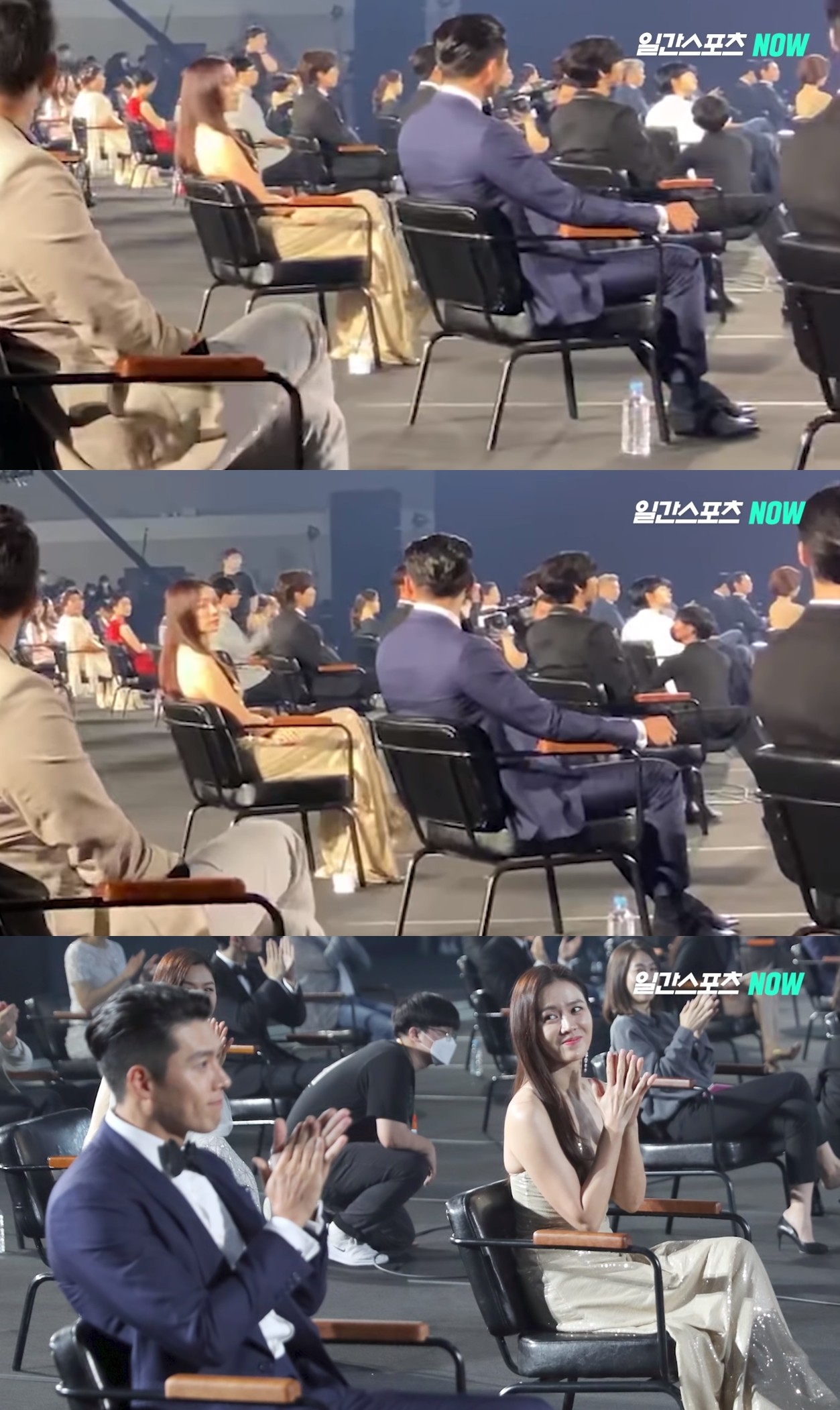 颁奖典礼的现场,即使之间隔着一段距离,但孙艺珍仍然时不时的偷瞄玄彬