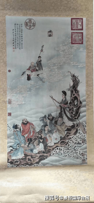 唐伯虎精品巨作：唐寅款《八仙过海》图_人物画_作品_画面