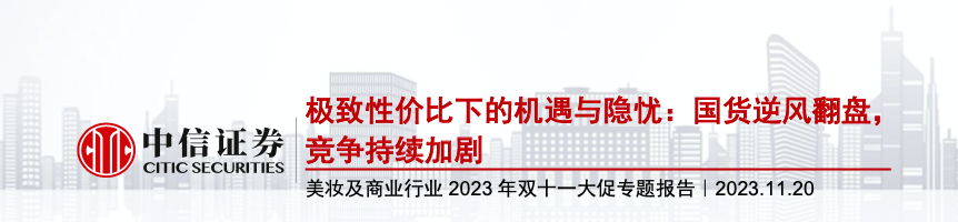 美妆及商业行业2023年双十一大促专题：国货逆风翻盘，竞争持续加剧_