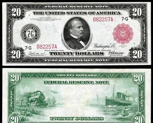最早出现在20美元纸币上的头像,是美国第22和第24任总统格罗弗