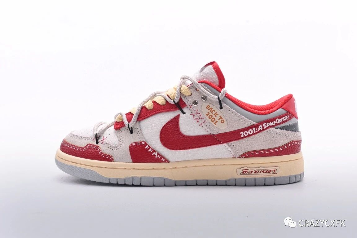 耐克nike dunk low sb 85 athletic department 白灰红滑板鞋_红色