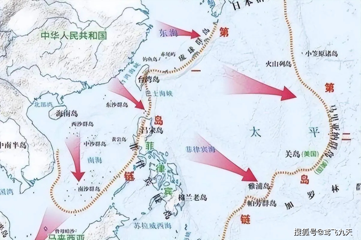 而第三島鏈範圍更廣,向北起自美國阿留申群島,經太平洋中部的夏威夷