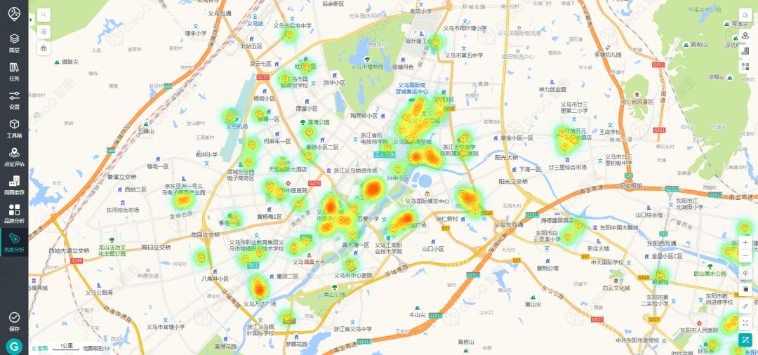 獨立咖啡店,獨立咖啡數量更多,超過了400家,但分佈走勢和連鎖咖啡相似