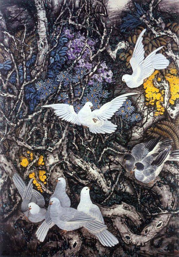 金晓海不但善于画兰花小品,更善于以兰花为题材创作巨幅画作,比如,有