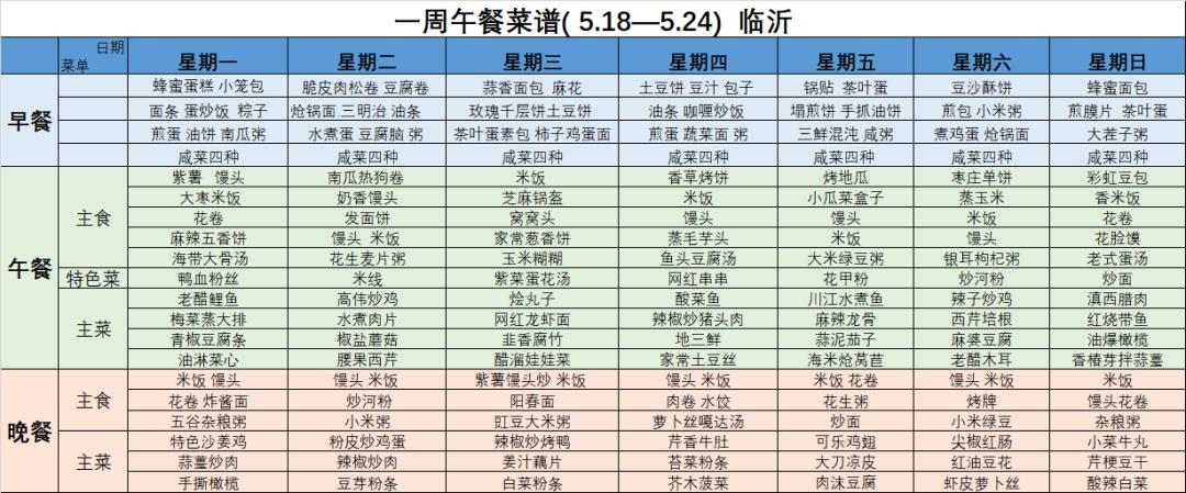 青之佳肴丨青日临每周菜单