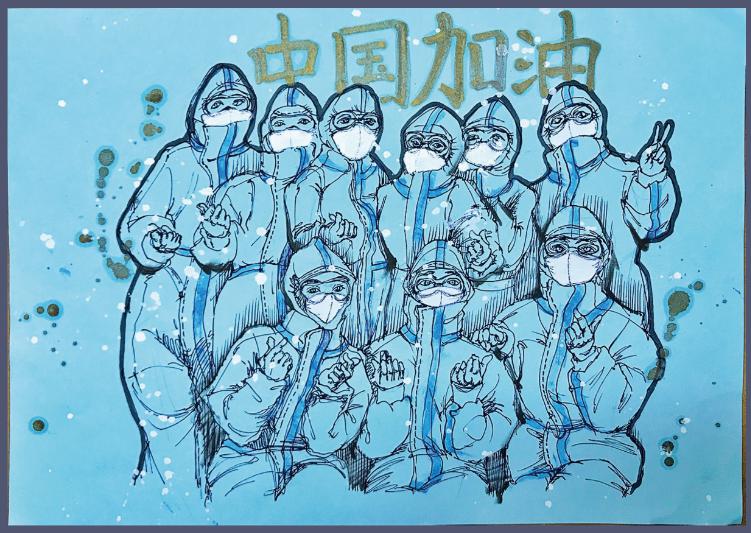 近200幅作品广州青少年用书画记录抗疫