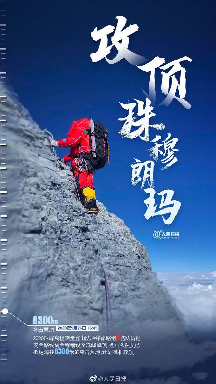 26日15时40分左右,冲顶组队员抵达突击营地.