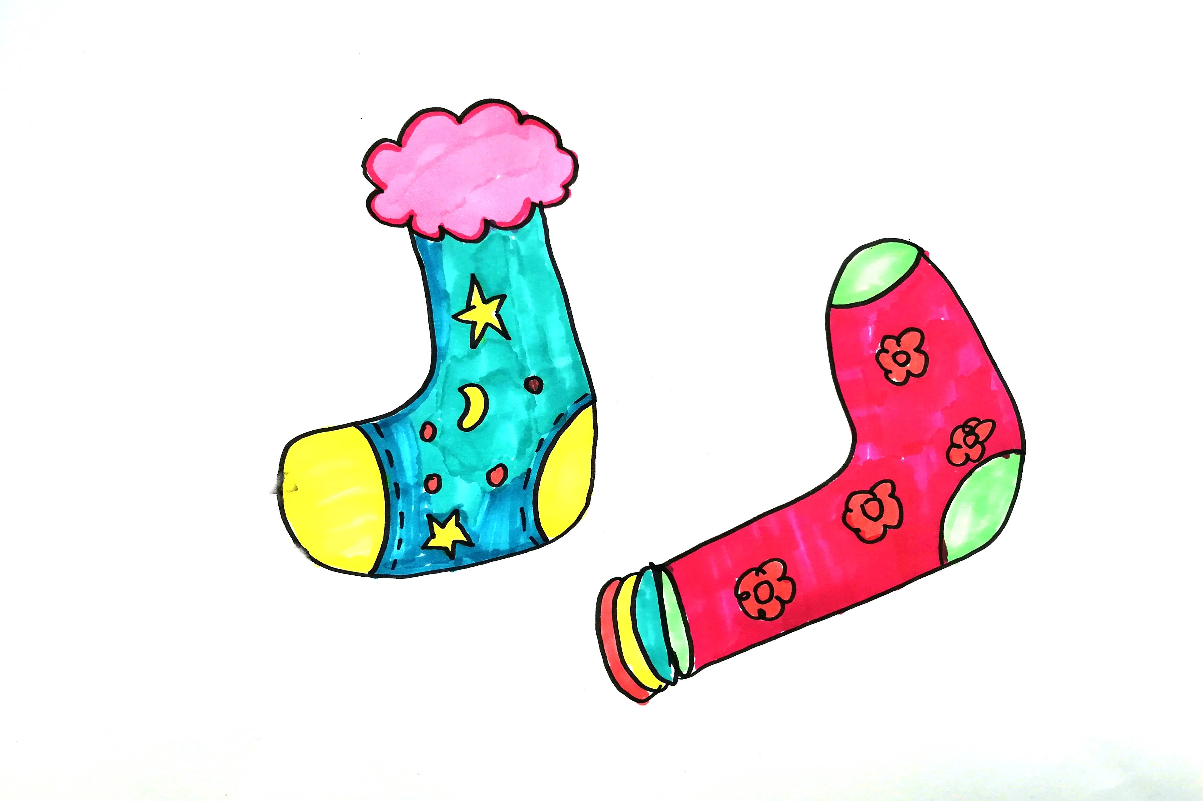 儿童绘画袜子简图图片