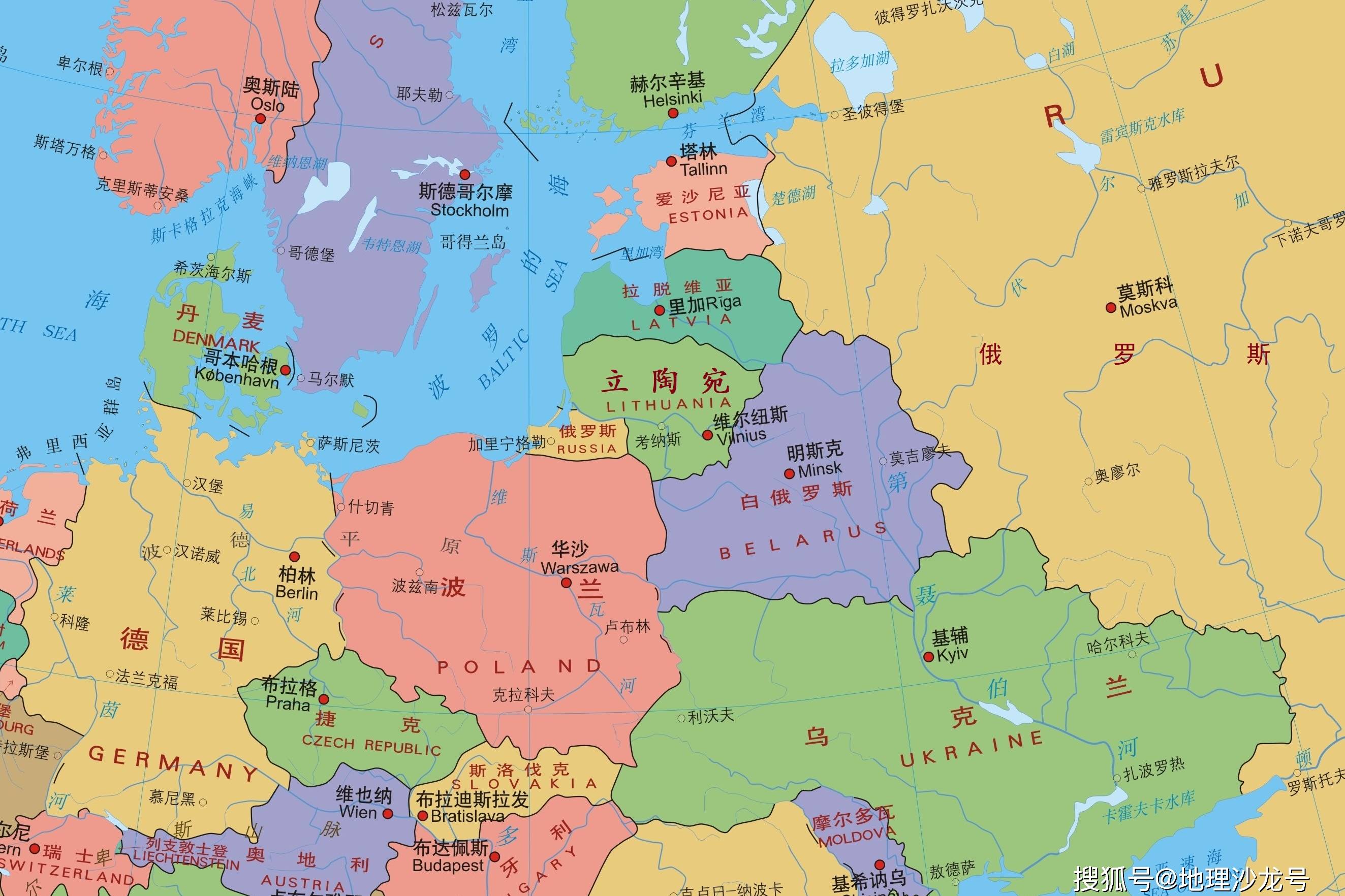 东欧16国地图图片