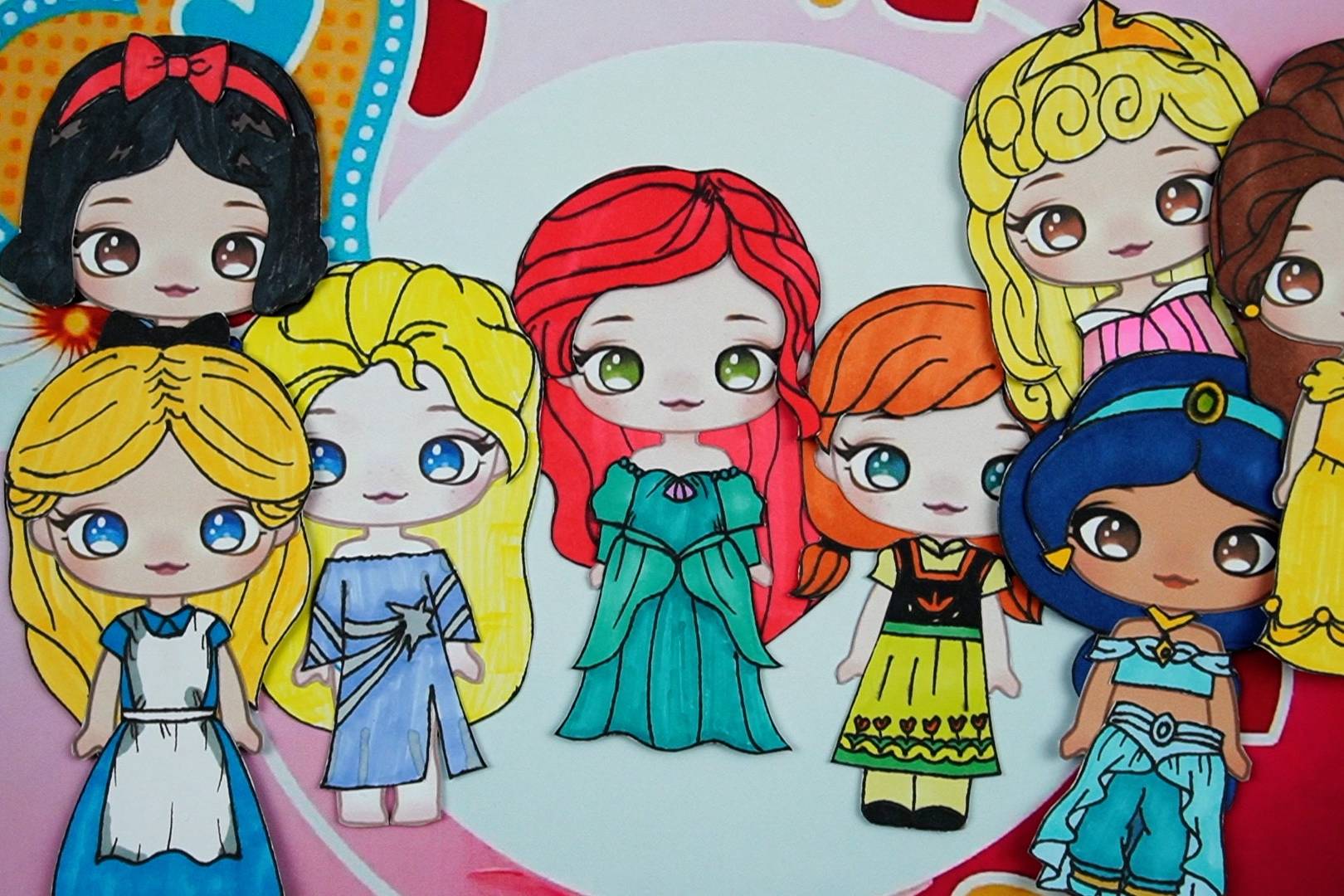 迪士尼美人鱼爱丽儿公主纸娃娃手工手绘