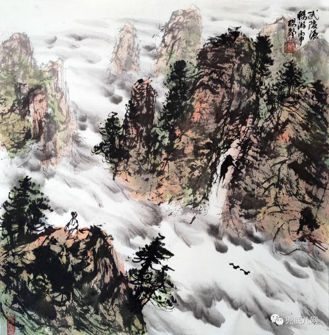 原创杨静张家界山水画在北京展出