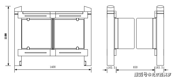 常见标准智能摆闸尺寸参考