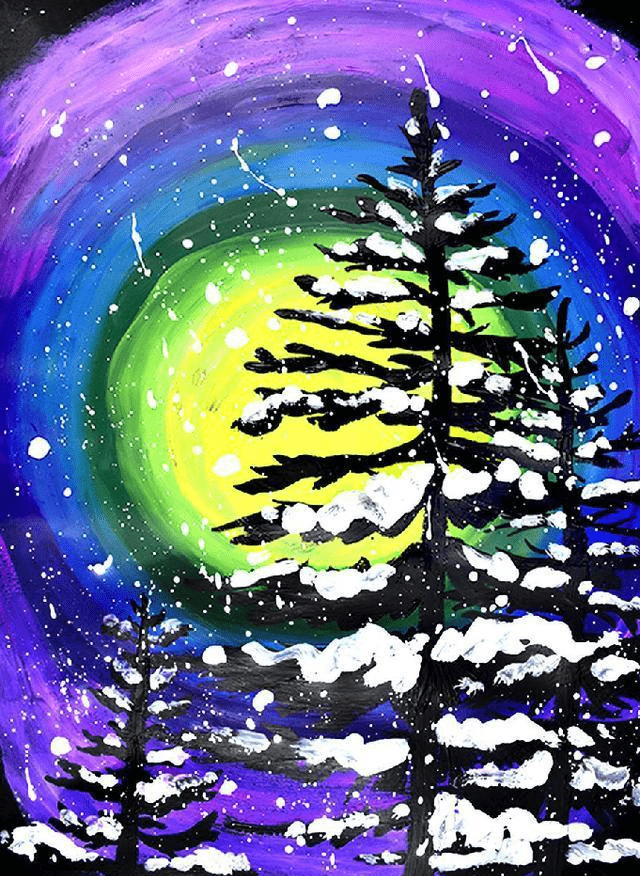 同年美术创意绘画教程极光森林