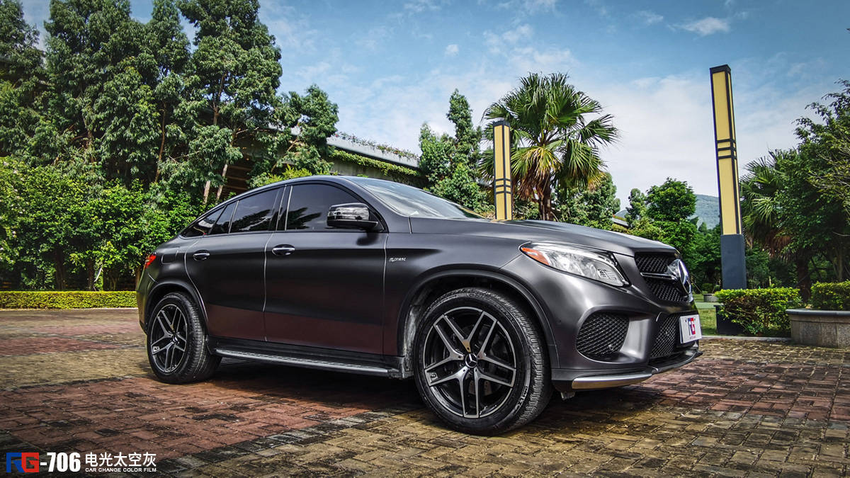 奔驰gle43车身改色电光太空灰rg瑞集改色膜福建长乐