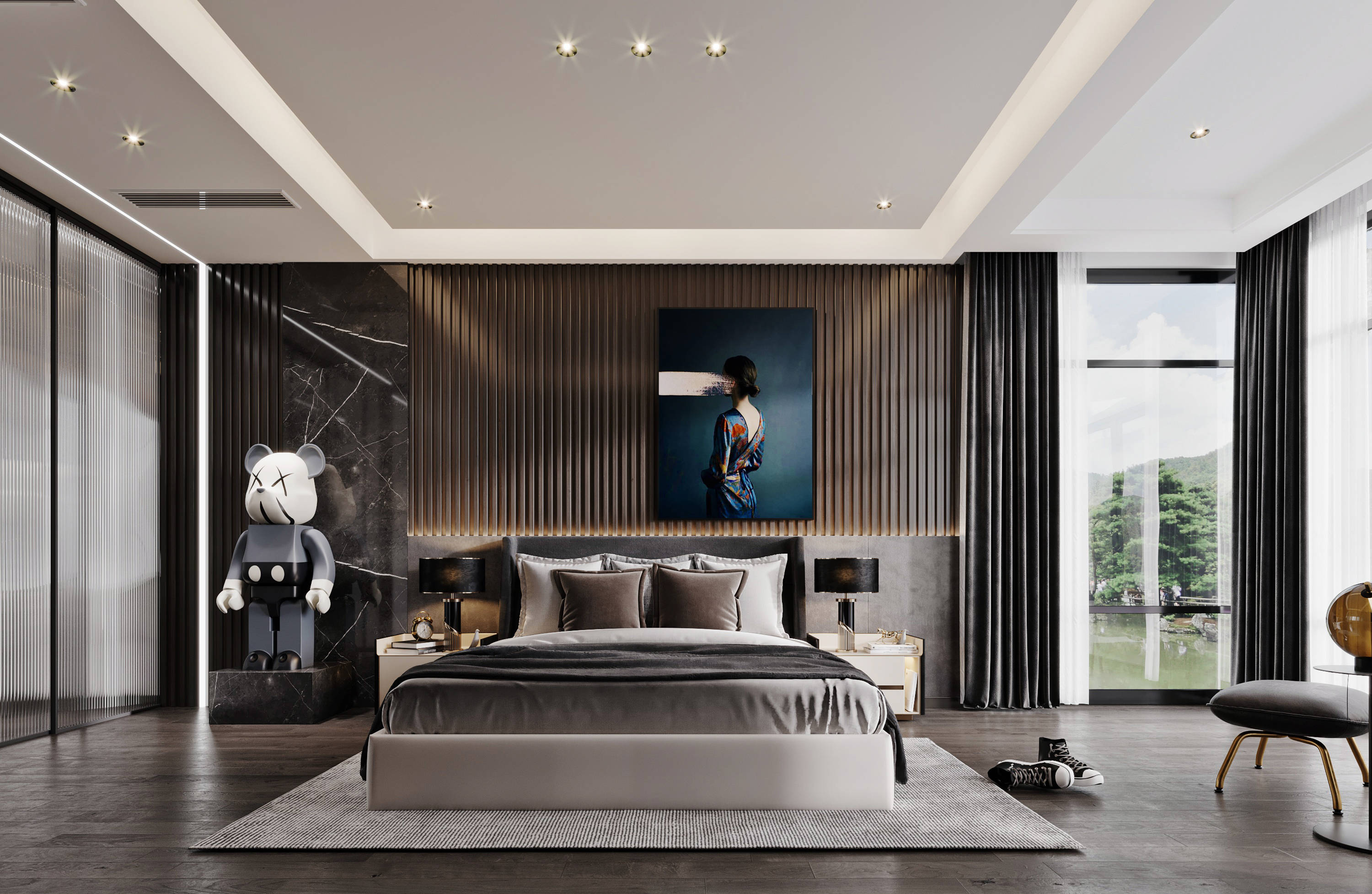 珊瑚装饰:600㎡-现代别墅装修,冷艳精致的摩登时尚_诸暨装修