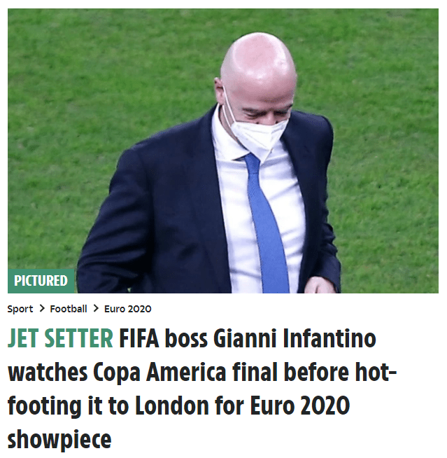 FIFA主席遭质疑！从里约飞伦敦不隔离 他想干啥？_决赛
