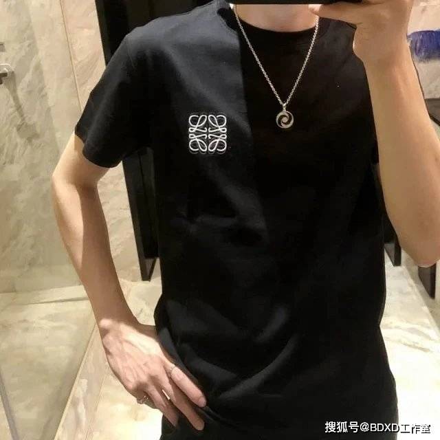黑色|LOEWE罗意威经典基础logo刺绣短袖T恤