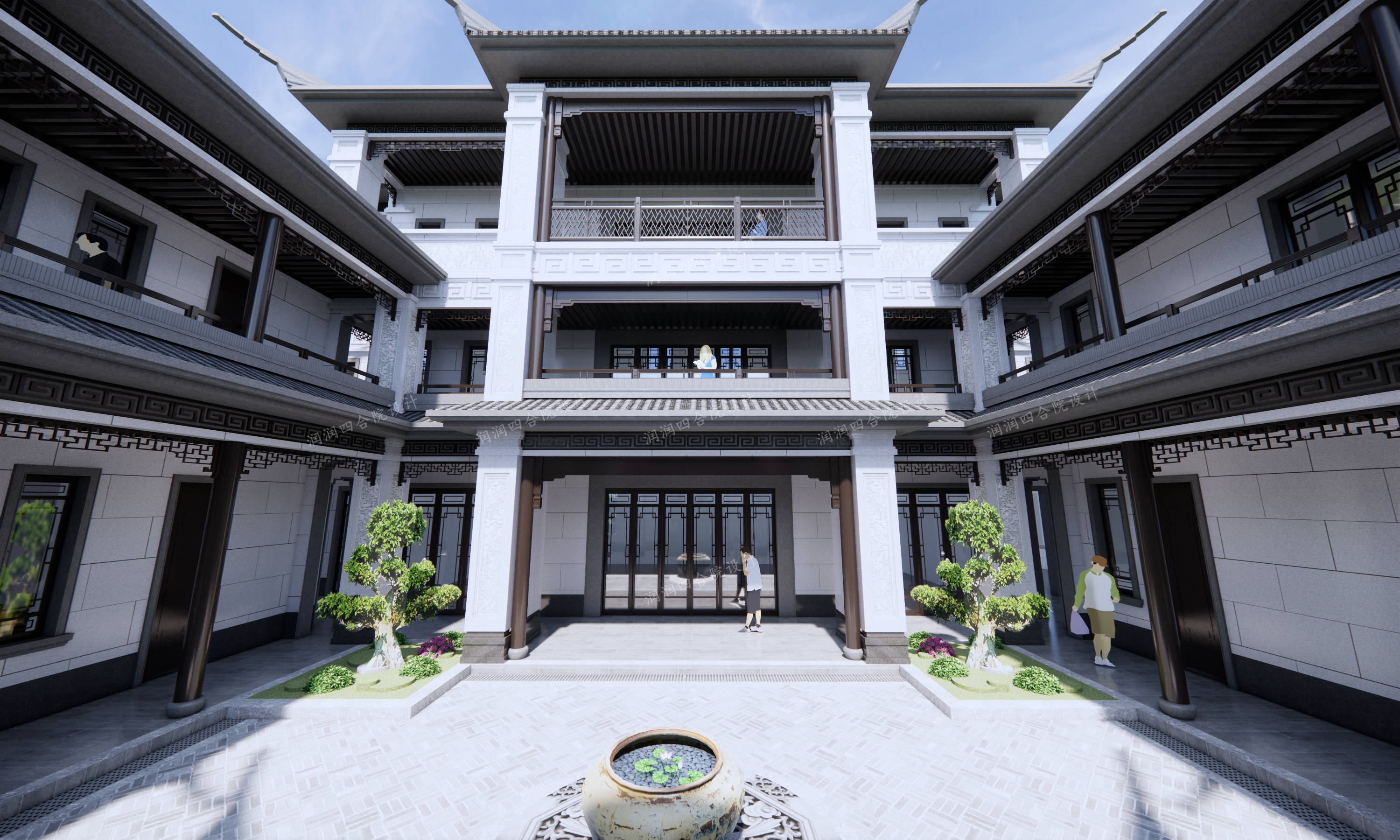 广东三兄弟花千万合建三层四合院2825全石材外装就是豪气