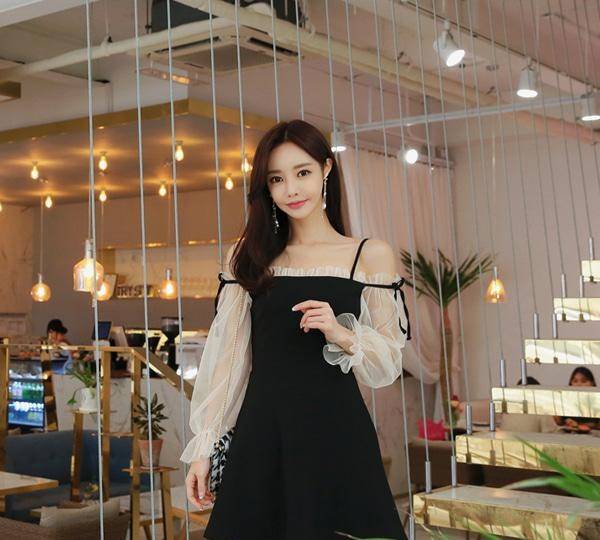 时尚|韩国模特孙允珠韩版丝滑鹅绒吊带裙甜美淑女气质网拍