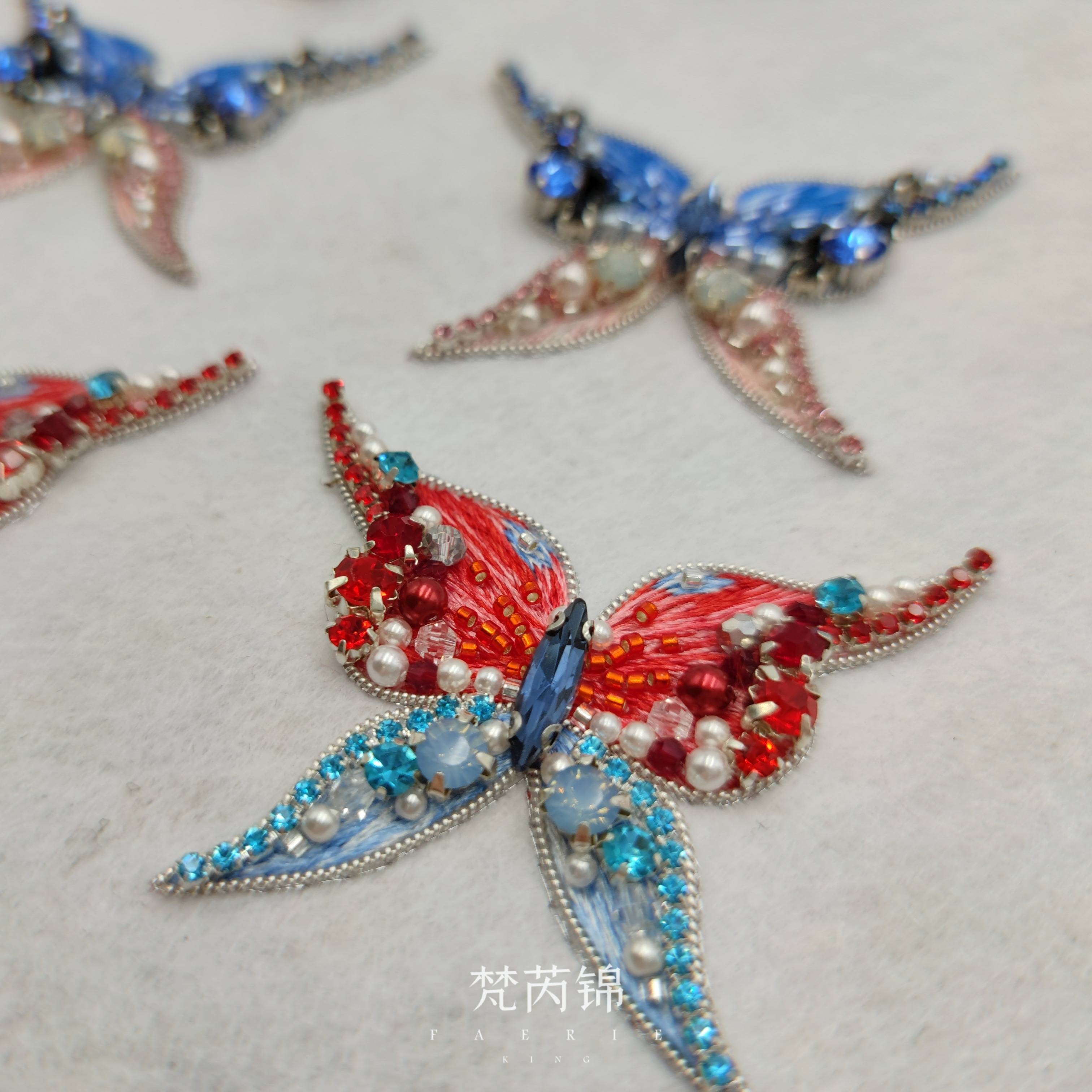 蝴蝶|法式刺绣梵芮锦刺绣手工刺绣胸针分享