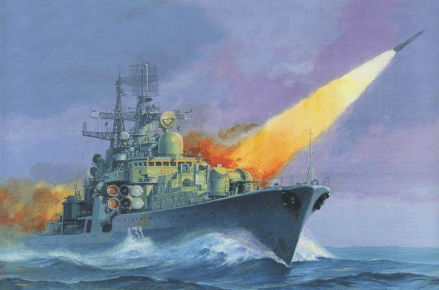 强大的苏维埃前苏联海军主力航母战舰凶猛油画欣赏