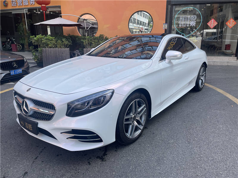 奔驰双门轿跑s450改色贴膜ax钻石白粉-显得更加运动激情