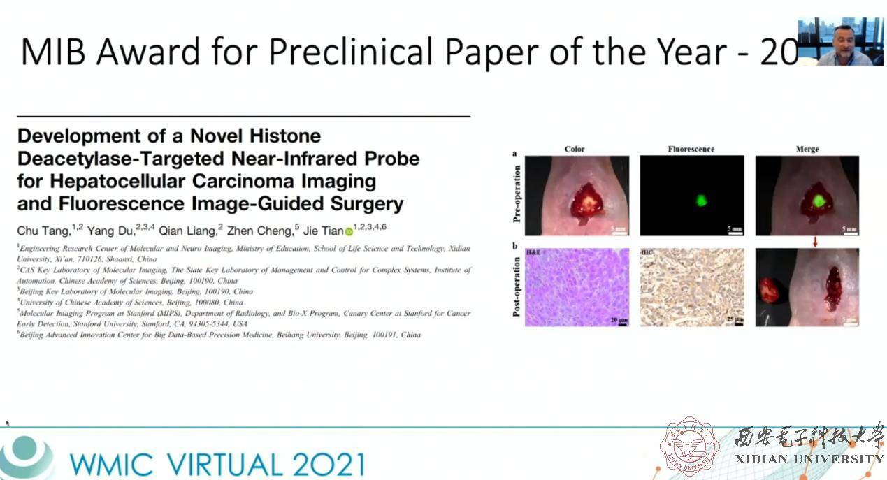 肿瘤|西安电子科技大学唐初副教授研究成果获WMIC2020年度预临床研究最佳论文奖