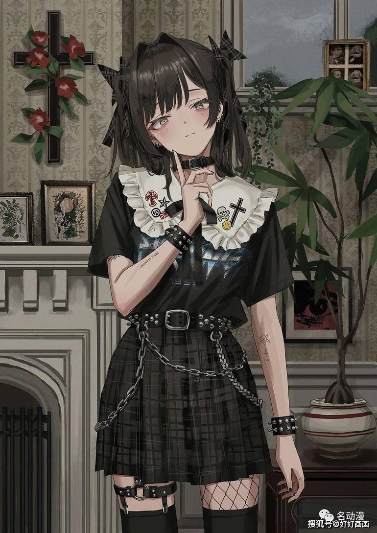 p站插画师仪式绘画的暗黑呆萌风少女插画作品欣赏