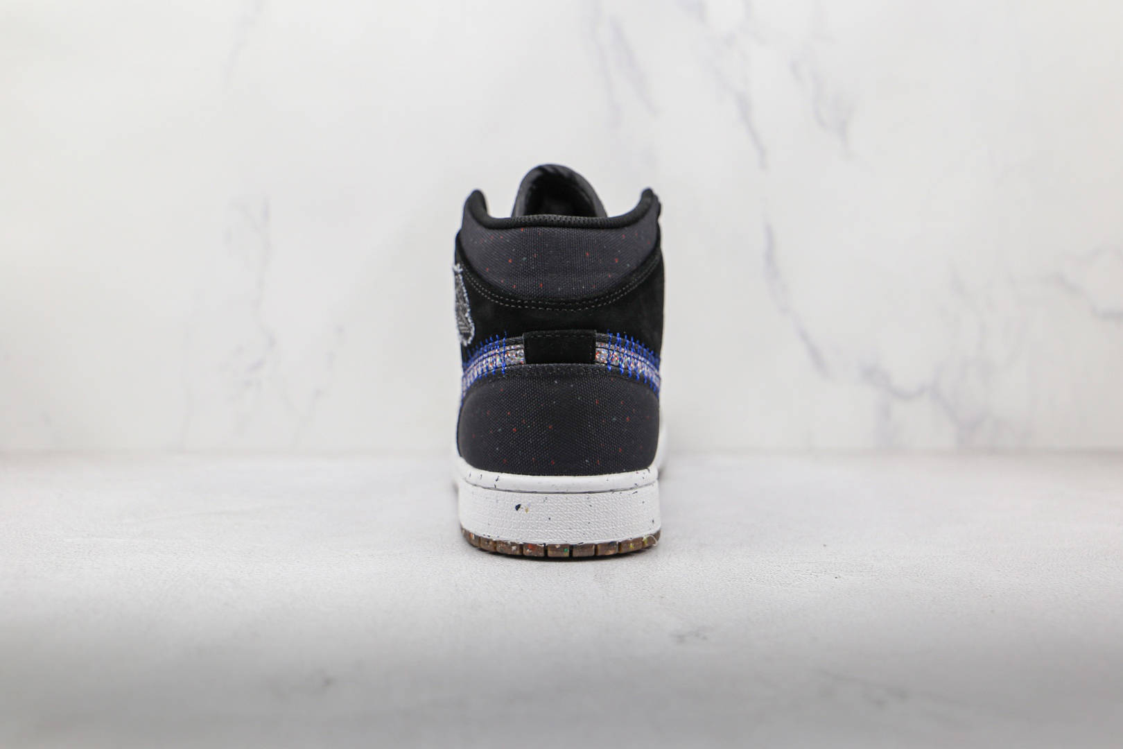 黑色 乔丹 Air Jordan 1 Mid Crater 中帮黑灰泼墨运动鞋