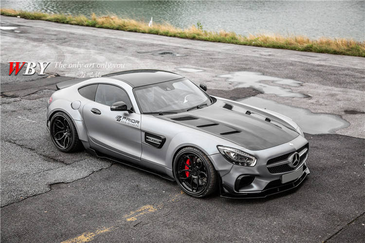 奔驰amggtgts改装priordesign宽体包围前唇侧裙后唇gt尾翼