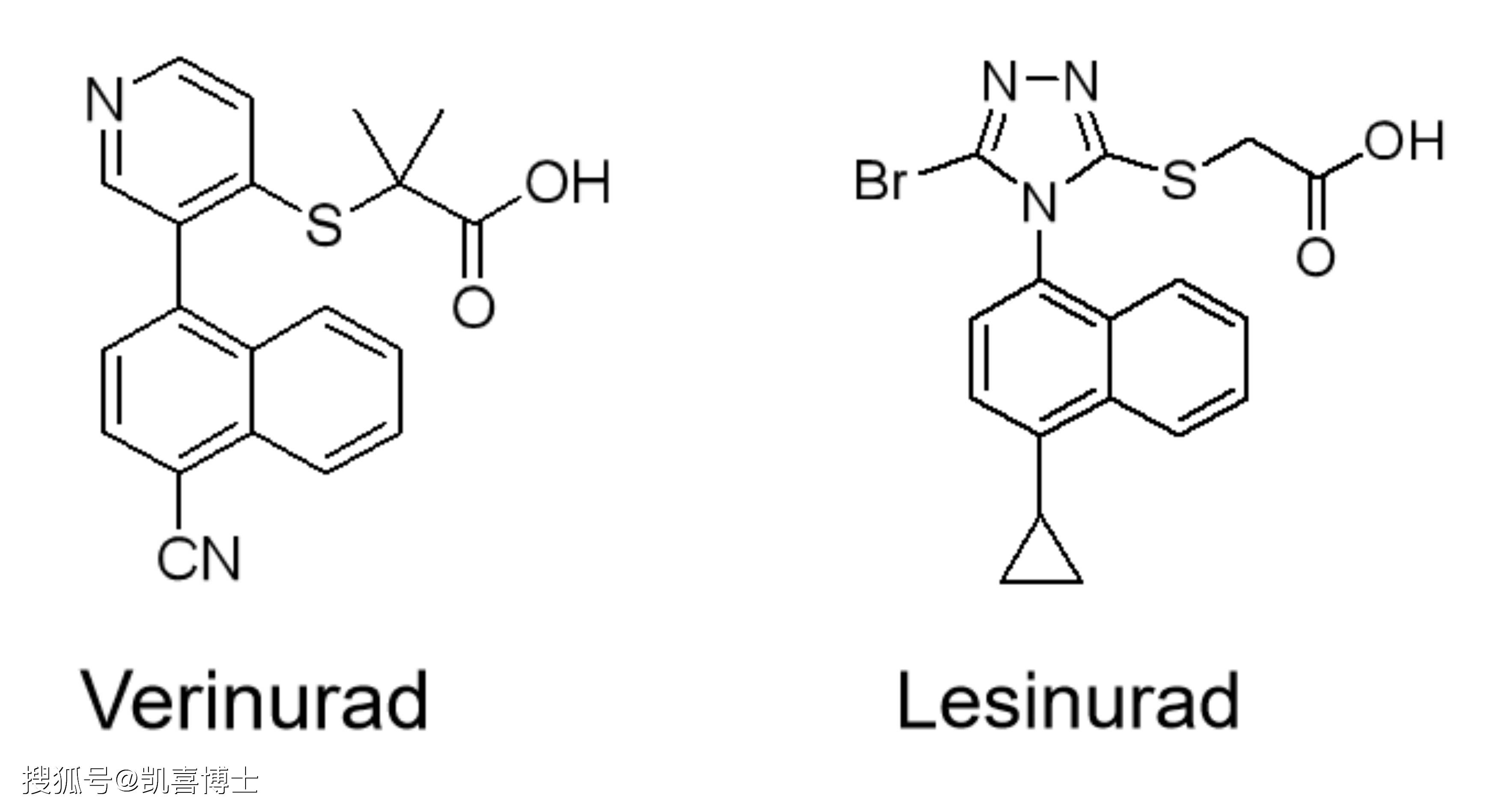 verinurad和雷西纳德太像了,这两个成分的母核结构与活性基团很类似