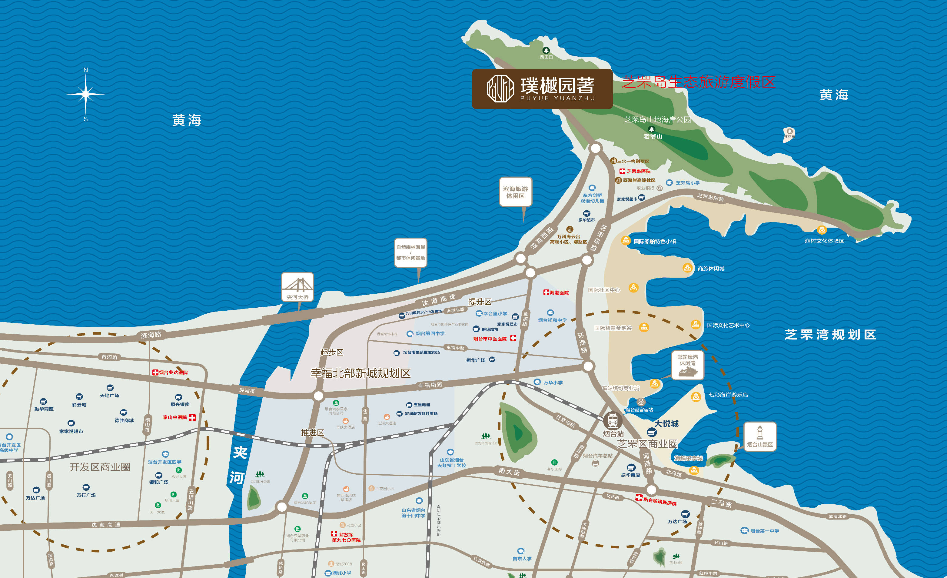 人居避世不避市璞樾园著距大悦城约8.9公里距芝罘岛核心生活圈仅约2.