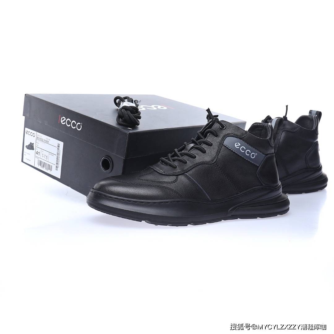 皮革 ECCO爱步Men's Classic Lisbon Lace Mid里斯本中帮免系带运动轻量老爹风便鞋