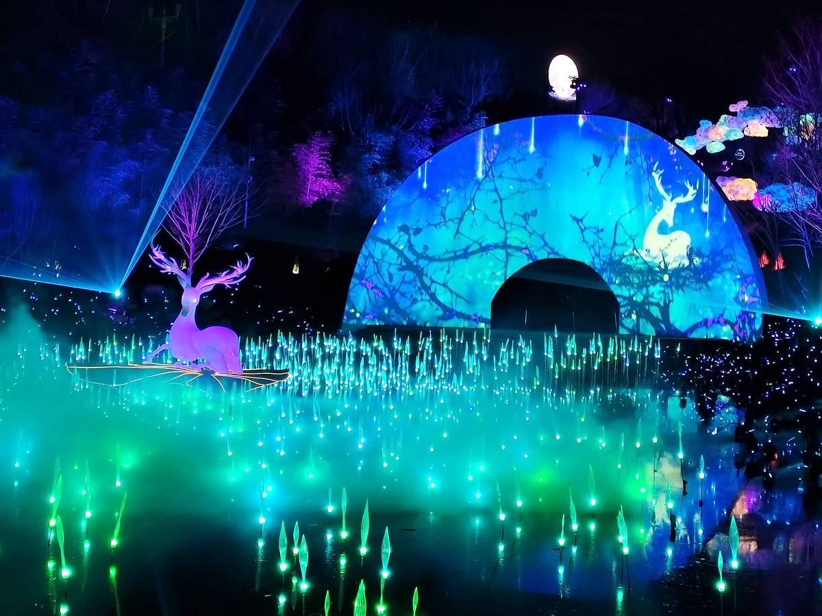 原创梦幻山谷光影秀冬季夜游新体验趣游夜谭白鹿原