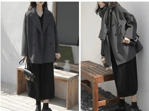 带着 适合小个子女生的秋冬穿搭示范，简单时尚