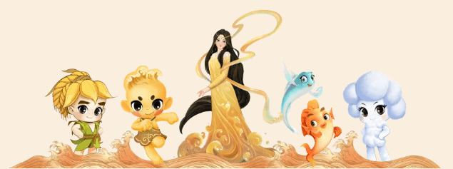 黄河萌宝由黄河女神所孕育的黄河精灵-黄河宝宝,与他的小伙伴小鲤鱼